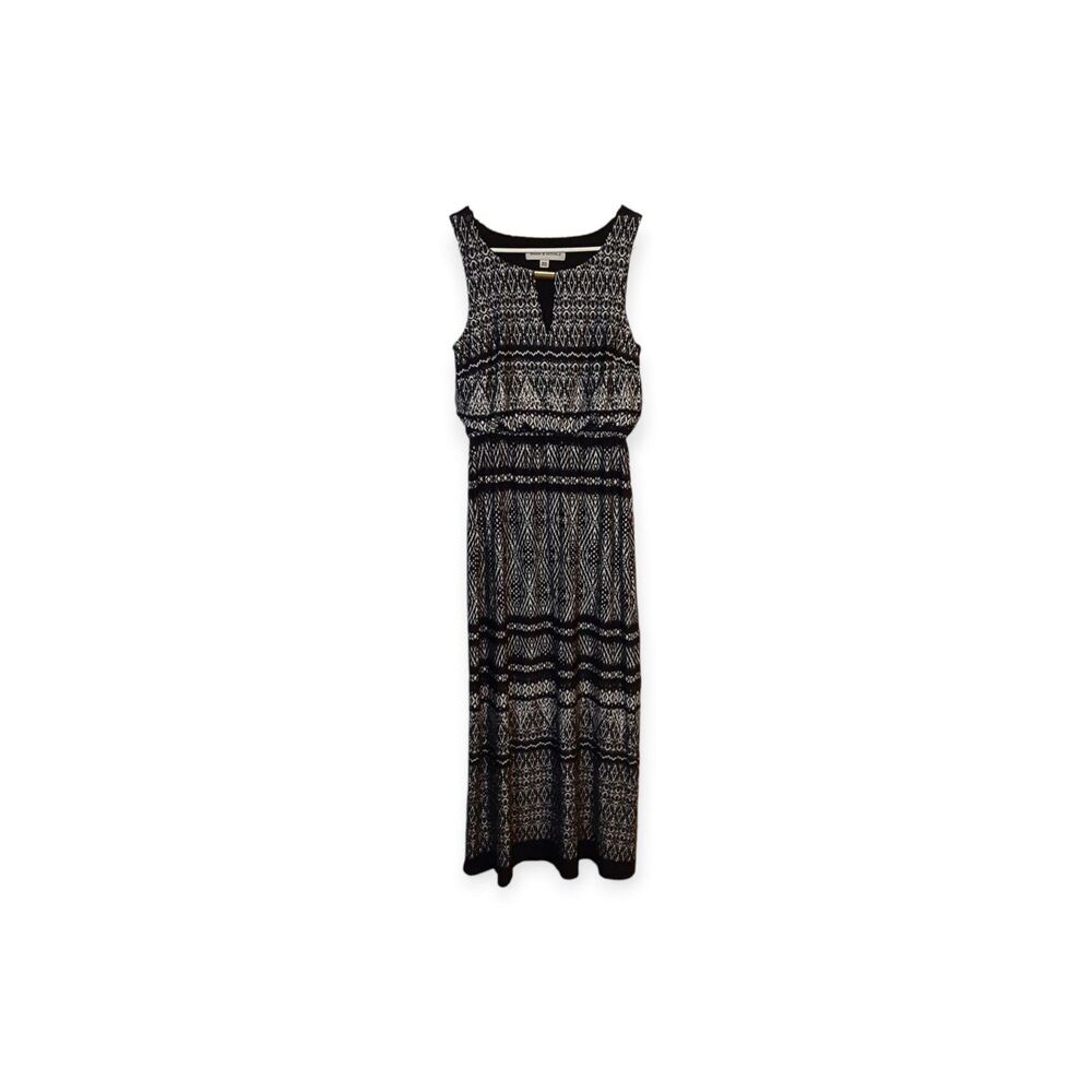 Emma & Michele Black and Gray Pleated Maxi Dress